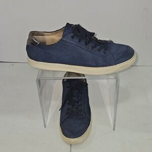 Vaneli Sport Navy Blue Python Embossed Leather Sneakers Metallic Trim 11M